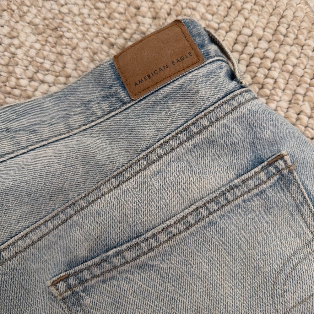 American Eagle Outfitters Light Blue Distressed Jean Shorts - Picture 3 of 6